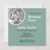 INVITATION CUTE PONIES THEME BANNIE GÂTEAU D'ANNIVERSAIRE (Dos)