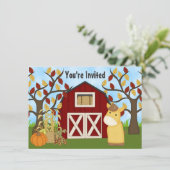 Invitation Cute Pony et Red Barn Automne Cheval Anniversaire (Debout devant)