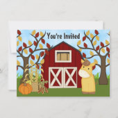 Invitation Cute Pony et Red Barn Automne Cheval Anniversaire (Devant)