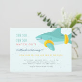 Invitation Cute Pool Party Shark Arm Bands Anniversaire de en (Debout devant)