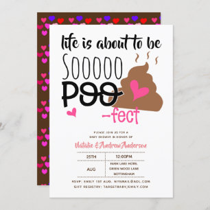 Invitation Cute POOP Emoji poofect Baby shower Filles Drôle
