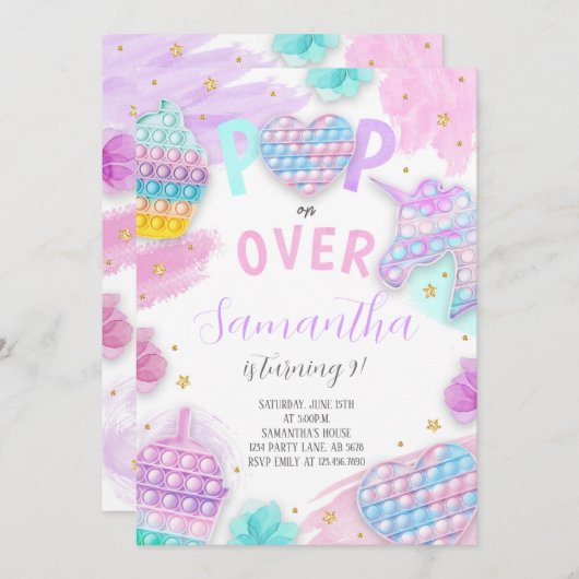 Invitation Cute Pop It Fidget (Devant / Derrière)