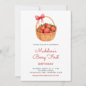 Invitation Cute Preppy Berry First Strawberry Birthday (Devant)