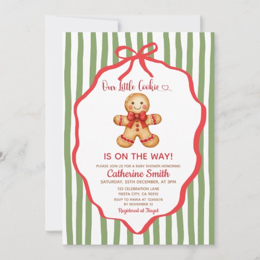 Invitation Cute Preppy Gingerbread Christmas Baby Shower (Devant)