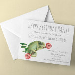 Invitation Cute Pretty Chameleon Floral 8th Kids Birthday<br><div class="desc">This adorable invitation is not just for eighth birthdays, personalize the age on this invitation. This darling birthday invitation for kids includes a floral banner at the top and a chameleon grasping the branch of a jungle tree limb with pretty flowers. The simplistic invitation is a one of a kind...</div>
