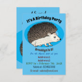 Invitation Cute prickly hedgehog cartoon (Devant / Derrière)