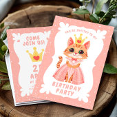 Invitation Cute Princess Chat en Robe Rose Whimsday