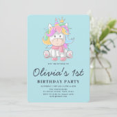 Invitation Cute Princess Unicorn 1er anniversaire (Debout devant)
