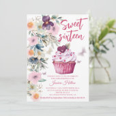 Invitation Cute Printemps boho floral cupcake doux 16 (Debout devant)