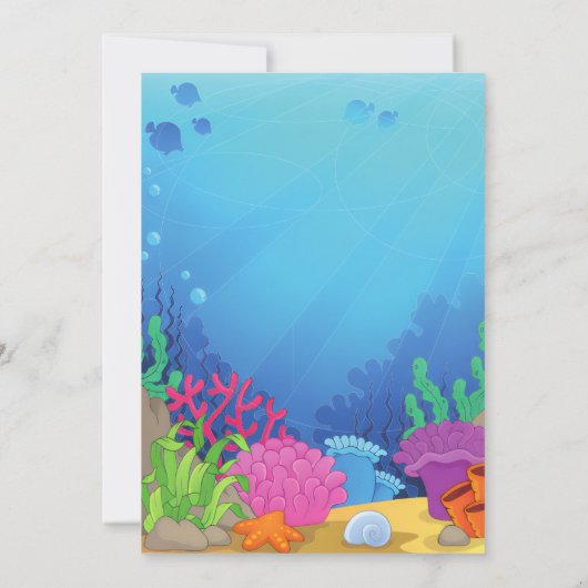 Invitation Cute Puffer Poisson Bleu Océan Anniversaire (Dos)