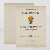Invitation Cute Pumpkinhead Skeleton Halloween Vintage (Devant / Derrière)