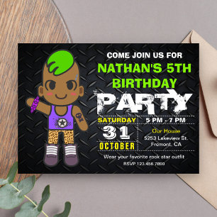 Invitation Cute Punk Neon Rock Star Anniversaire Fête Invitat