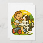 Invitation Cute Puppy and Kid Playtime (Devant / Derrière)