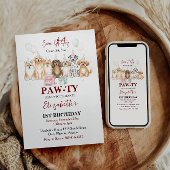 Invitation Cute Puppy Dog Boy 1st Birthday | Pawty Time First
