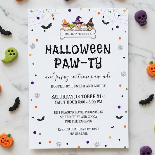 Invitation Cute Puppy Parade Halloween Dog Pawty