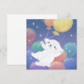 Invitation Cute Puppy with Balloons & Stars (Devant / Derrière)