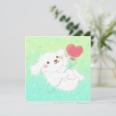Invitation Cute Puppy with Heart Balloon (Debout devant)