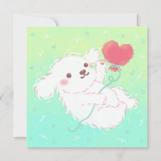 Invitation Cute Puppy with Heart Balloon (Devant)