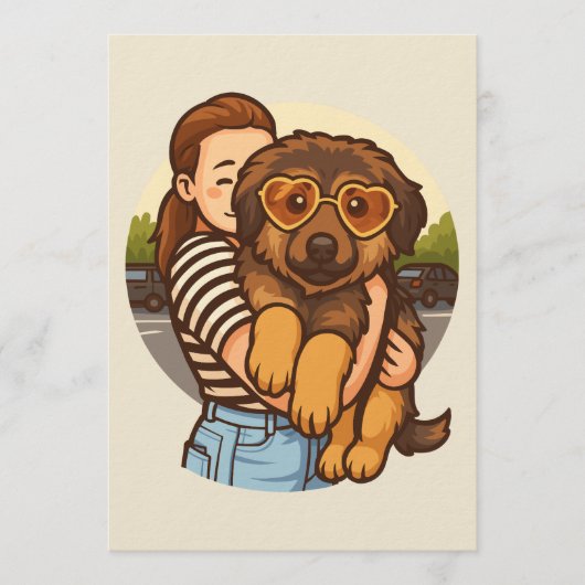 Invitation Cute Puppy with Heart Sunglasses (Devant)