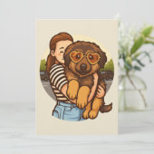 Invitation Cute Puppy with Heart Sunglasses (Debout devant)