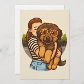 Invitation Cute Puppy with Heart Sunglasses (Devant / Derrière)