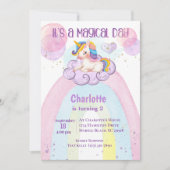 Invitation Cute Purple Unicorn 2e Anniversaire Rainbow (Devant)