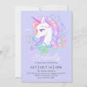 Invitation Cute Purple Unicorn Tous les âges Anniversaire de  (Devant)