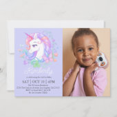Invitation Cute Purple Unicorn Tous les âges Photo Anniversai (Devant)