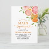 Invitation Cute QR Code Citrus Main Squeeze Fête des mariées (Debout devant)