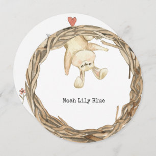 Invitation Cute Rabbit Animal Baby Girl Announcement Card