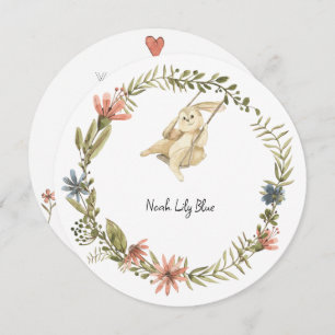 Invitation Cute Rabbit Animal Baby Girl Announcement Card