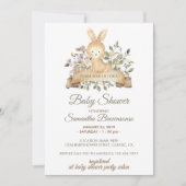 Invitation Cute Rabbit Baby shower de ruban botanique (Devant)