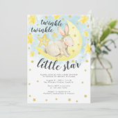 Invitation Cute Rabbit Gold Twinkle Petit Baby shower Star (Debout devant)