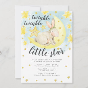 Invitation Cute Rabbit Gold Twinkle Petit Baby shower Star