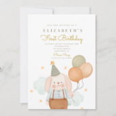 Invitation Cute Rabbit Premier anniversaire 1er anniversaire (Devant)