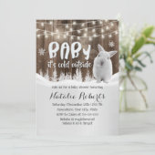 Invitation Cute Rabbit Rustique Forêt d'hiver Baby shower (Debout devant)