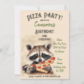 Invitation Cute Raccoon Pizza fête d'anniversaire (Devant)