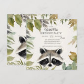 Invitation Cute Raccoon Wild One 1er anniversaire (Devant / Derrière)