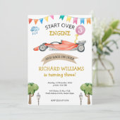 Invitation Cute Racing Car Thème d'anniversaire pour enfants (Debout devant)