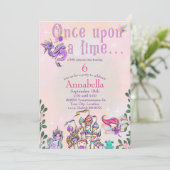 Invitation Cute Rainbow Fairy Tale Unicorn et Château (Debout devant)