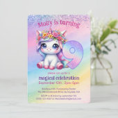 Invitation Cute Rainbow Unicorn 9e anniversaire magique (Debout devant)
