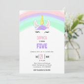 Invitation Cute Rainbow Unicorn Anniversaire (Debout devant)