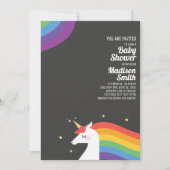 Invitation Cute Rainbow Unicorn et Baby shower des étoiles (Devant)