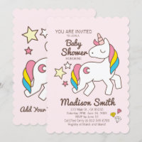 Cute Rainbow Unicorn et Stars Diamond Baby shower