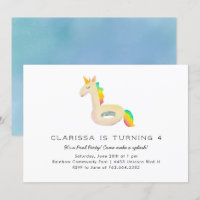 Cute Rainbow Unicorn Floatie Pool fête d'anniversa