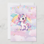 Invitation Cute Rainbow Unicorn Jour magique Anniversaire (Dos)