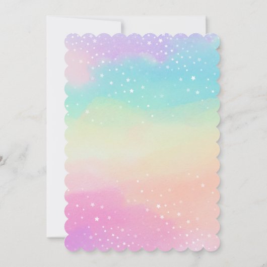 Invitation Cute Rainbow Unicorn Magique fête d'anniversaire (Dos)