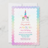 Invitation Cute Rainbow Unicorn Magique fête d'anniversaire (Devant)