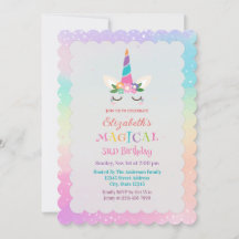 Cute Rainbow Unicorn Magique fête d'anniversaire