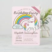 Invitation Cute Rainbow Unicorn Virtual Birthday Party (Debout devant)
